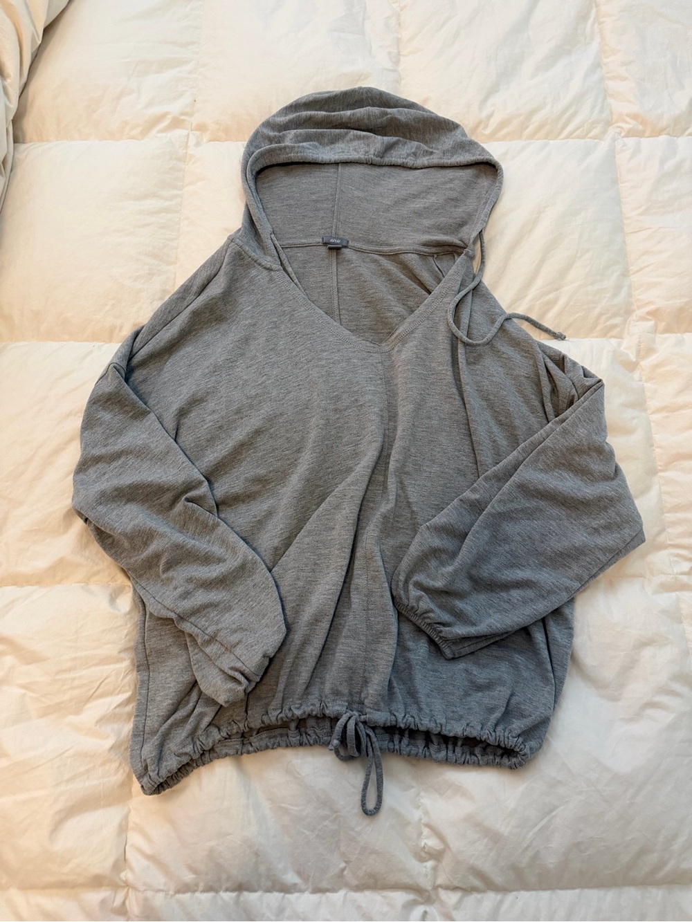 aerie Gray V-Neck Hoodie Pullover